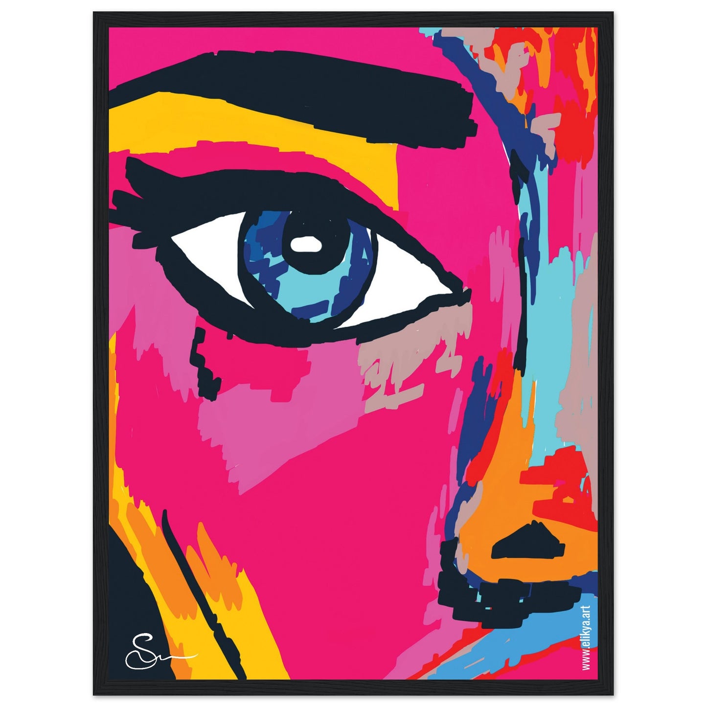 "Digital" Wooden Framed Poster by Séverine Rigaud